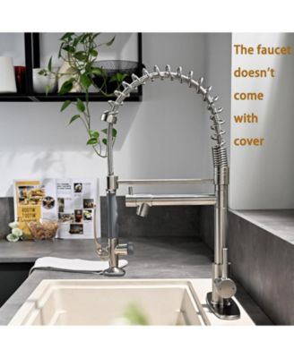Spring Single-Handle Pull Down Sprayer Kitchen Faucet, Commercial High Goosenck Kitchen Sink Faucet in Brushed Nickel