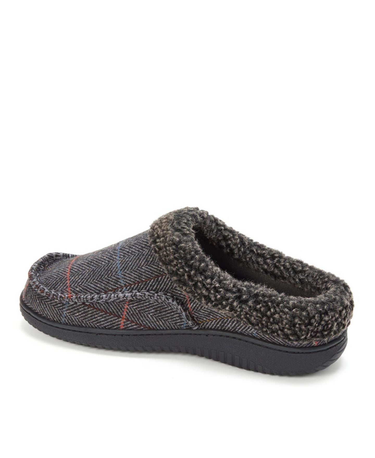 Мужские сабо Dearfoams Marshall Microsuede Moccasin Toe Clog House Shoe Slipper, цвет: Серый клетчатый — фото 2