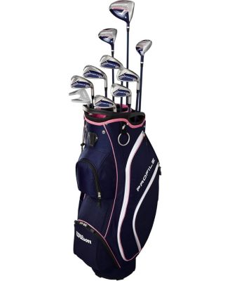 Profile 11 Piece Womens Right Hand Complete Golf Set with Cart Bag - Petite / Ladies / Nvy/Rs Gld/Grey