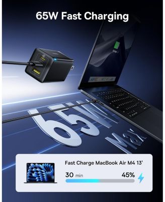 2 Pack 65W USB C Charger Block, PPS 3-Port Fast Compact Foldable USB C Charger for MacBook, iPad Pro, Galaxy S24, iPhone 16/15 and More Series