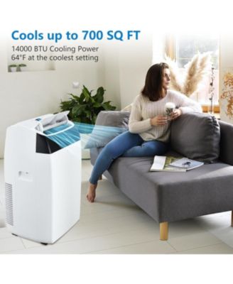 14,000 BTU Portable Air Conditioner - Quiet 3-in-1 AC, 3 Cooling Speeds, Auto Swing, Remote Control, Installation Kits, 24-Hour Timer