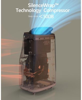 14,000 BTU Portable Air Conditioner - Efficient Cooling, Window Vent Kit & Remote Included, Dark Grey, Cools Rooms up to 750 Sq. Ft