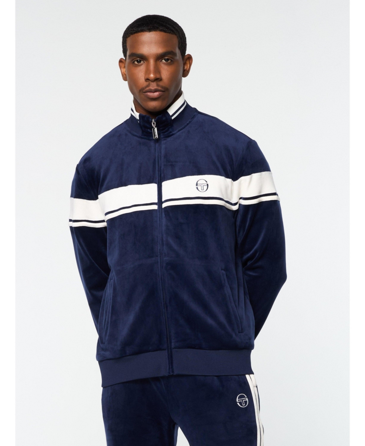 Sergio Tacchini Men's Damarindo Velour Track Jacket In Blue