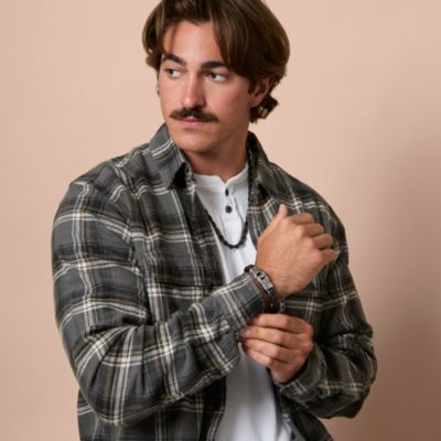 Black Woven Leather Bracelet - 8.5''