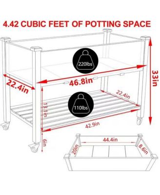 Outdoor Wood Raised Garden Bed Planter Box on Wheels for Easy Mobility