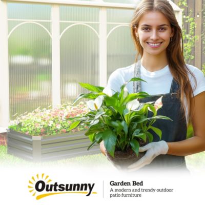 8x2x1ft Galvanized Raised Garden Bed Large Elevated Planter Box for Outdoor Gardening