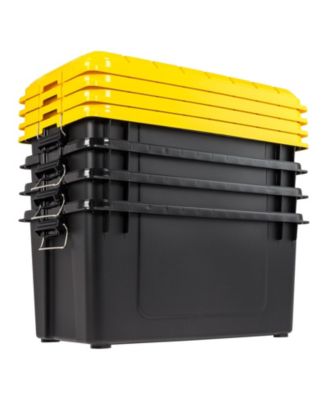 4Pack 82qt/20gal WeatherPro Storage Utility Tote Container Box, Yellow