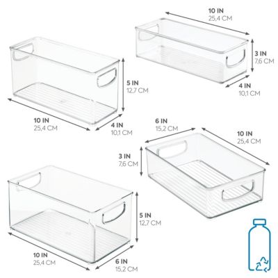 Plastic Stackable Pantry Bins with Handles, 4 Pack