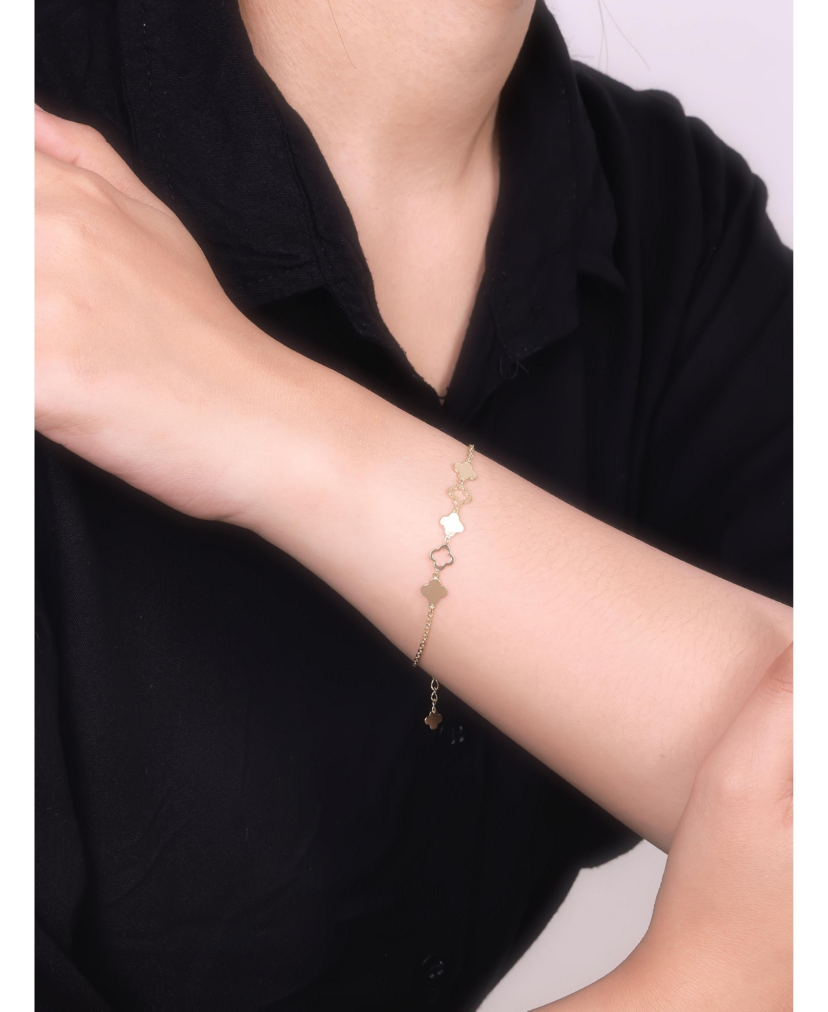Devata Clover Chain Bracelet in 14K Gold, 6.5 in adj to 7.5 in