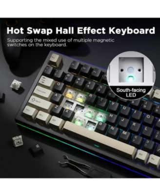 RT80 Rapid Trigger Hall Effect Magnetic Gaming Keyboard, 8K Polling Rate,75% Layout,BT/2.4GHz/Wired,RGB Backlit,Hot Swap,Adjustable Actuation Wireless