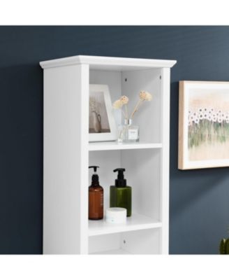 64 Inch Tall Storage Cabinet with Laundry Hamper, 4 Adjustable Shelves & Hidden Space for Bathroom, Home - White