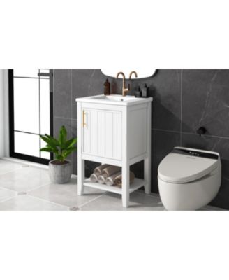 20" Vanity Cabinet with Sink, Soft-Close Door, Open Shelf and Storage Rack for Bathroom Use