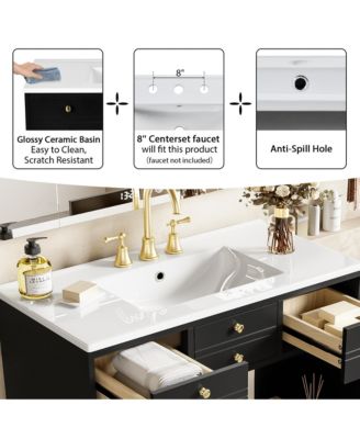 30" Freestanding Vanity with Ceramic Sink, Soft-Close Doors and Storage Drawers