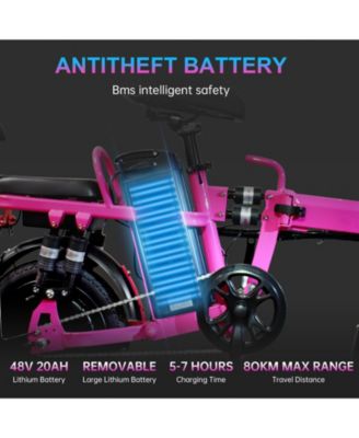 Foldable 500W Electric Bike, LED Display, Shock Absorption, Anti-Theft Alarm