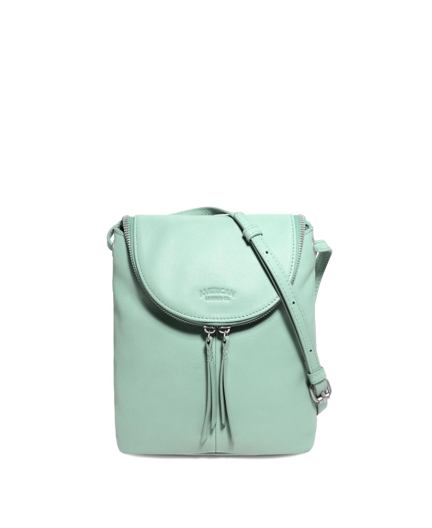 Женская сумка American Leather Co. Hampton Large Zip Around Crossbody, цвет: Аквамариновый — фото 1