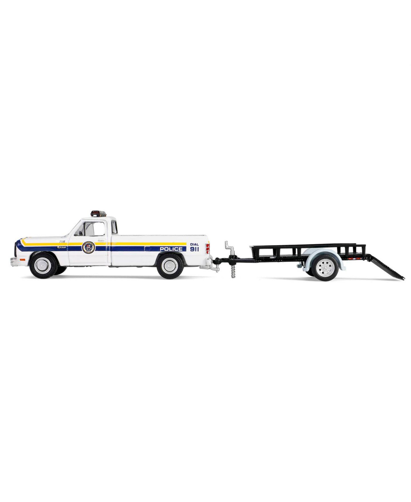 Детская игрушка Greenlight 1/64 Scale 1990 Dodge Ram D-250 Philadelphia Police Department Hot Pursuit Hitch & Tow Collectible Toy Vehicle, цвет: Белый — фото 3