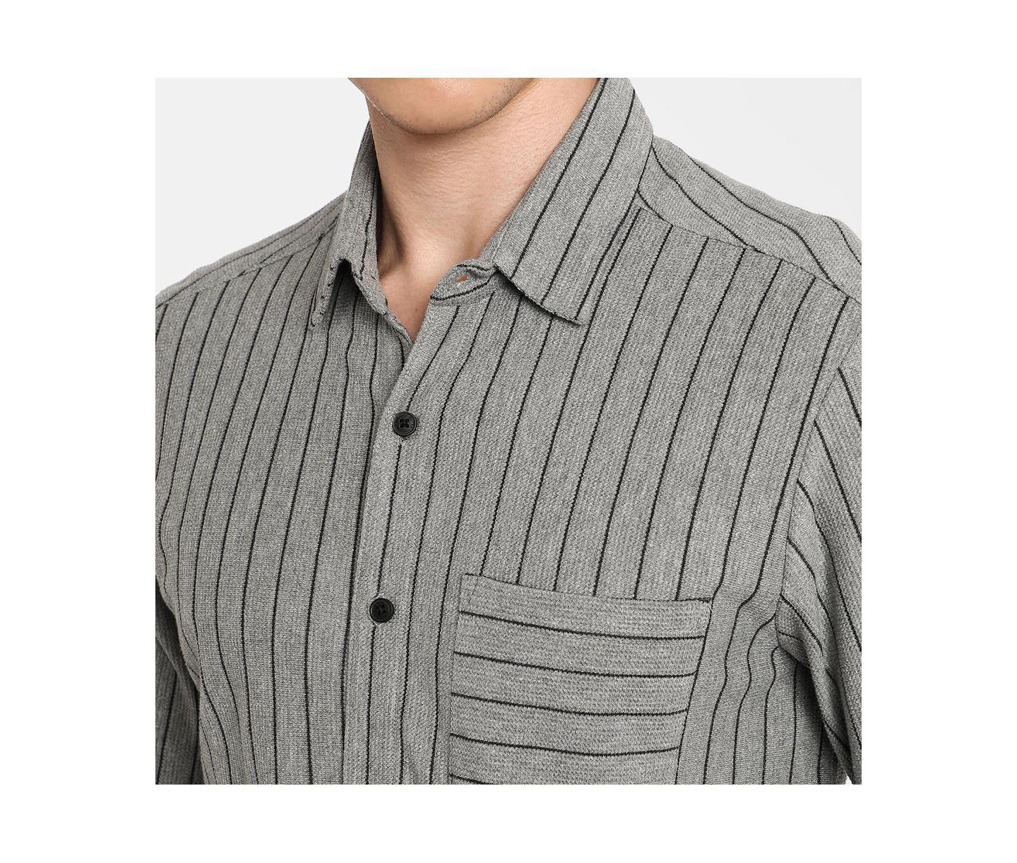 Мужская рубашка Cahoot Campus Sutra Moon Grey Pinstriped, цвет: Серый — фото 3