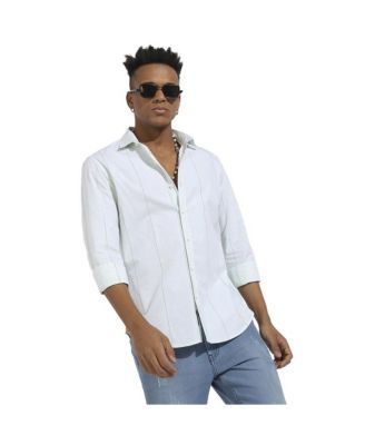 Men's White Heathered Pinstriped Shirt