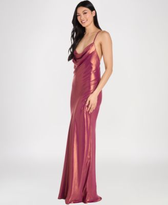Juniors' Sleeveless Cowl Neck Long Dress