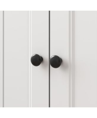 Modern Nordic style minimalist 4-door 2-drawer armoire, white wardrobe, bedroom closet