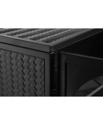 27.56" Two-Door Wall Cabinet With Glass Front and Three-Tier Storage With Woven Detail