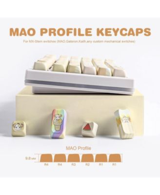 Dye-Sub PBT Keycap Set, Mao Profile, 143 Full Keys Cute Cat Custom Keycaps with Key Puller for Cherry Gateron MX Switches Mechanical Gaming Keyboard