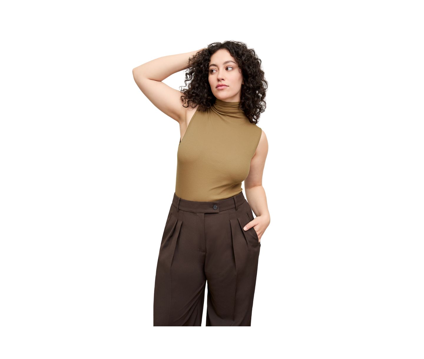 Женский топ M.M.LaFleur Jett - Organic Ribbed Pima Cotton, цвет: Седельно-коричневый — фото 5