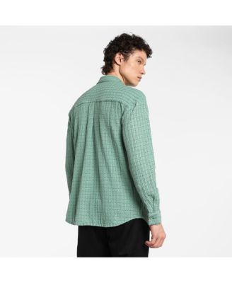 Men's Sea Green Hollow Knit Oversized Shirt