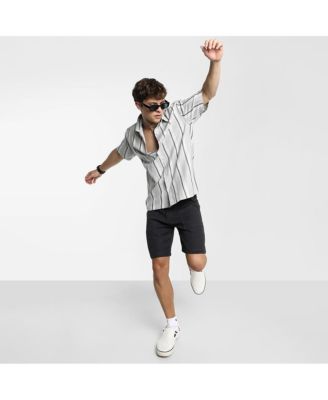 Men's Ash Grey Unbalanced Striped Shirt