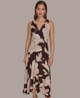 Women's Faux-Wrap Sleeveless Dress