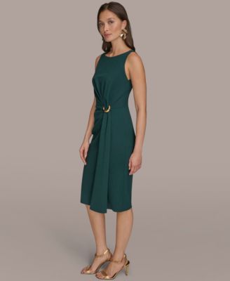 Women's Crepe Hardware A-Line Midi Dress