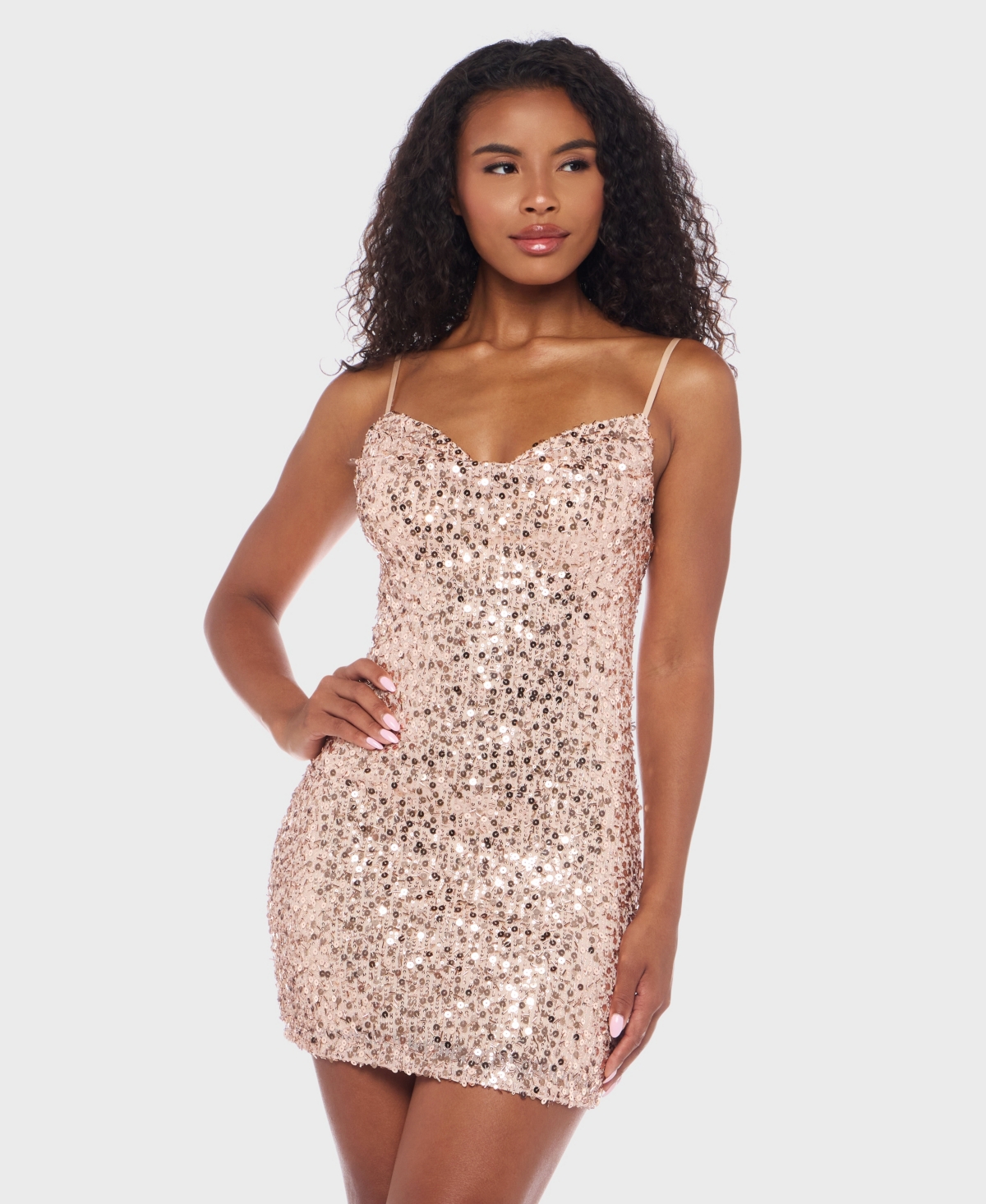 Alex & Sophia Juniors' Sequined Short Dress In Multi