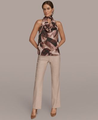 Women's Printed Drape Neck Halter with Tie Top