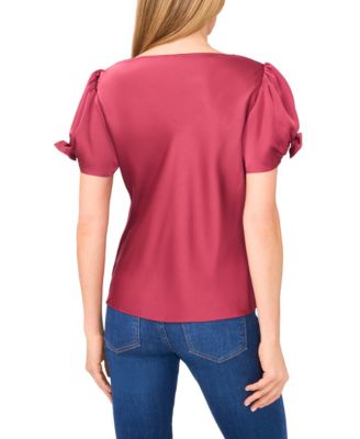 Women's Cowl Neck Bubble Short Sleeves Top