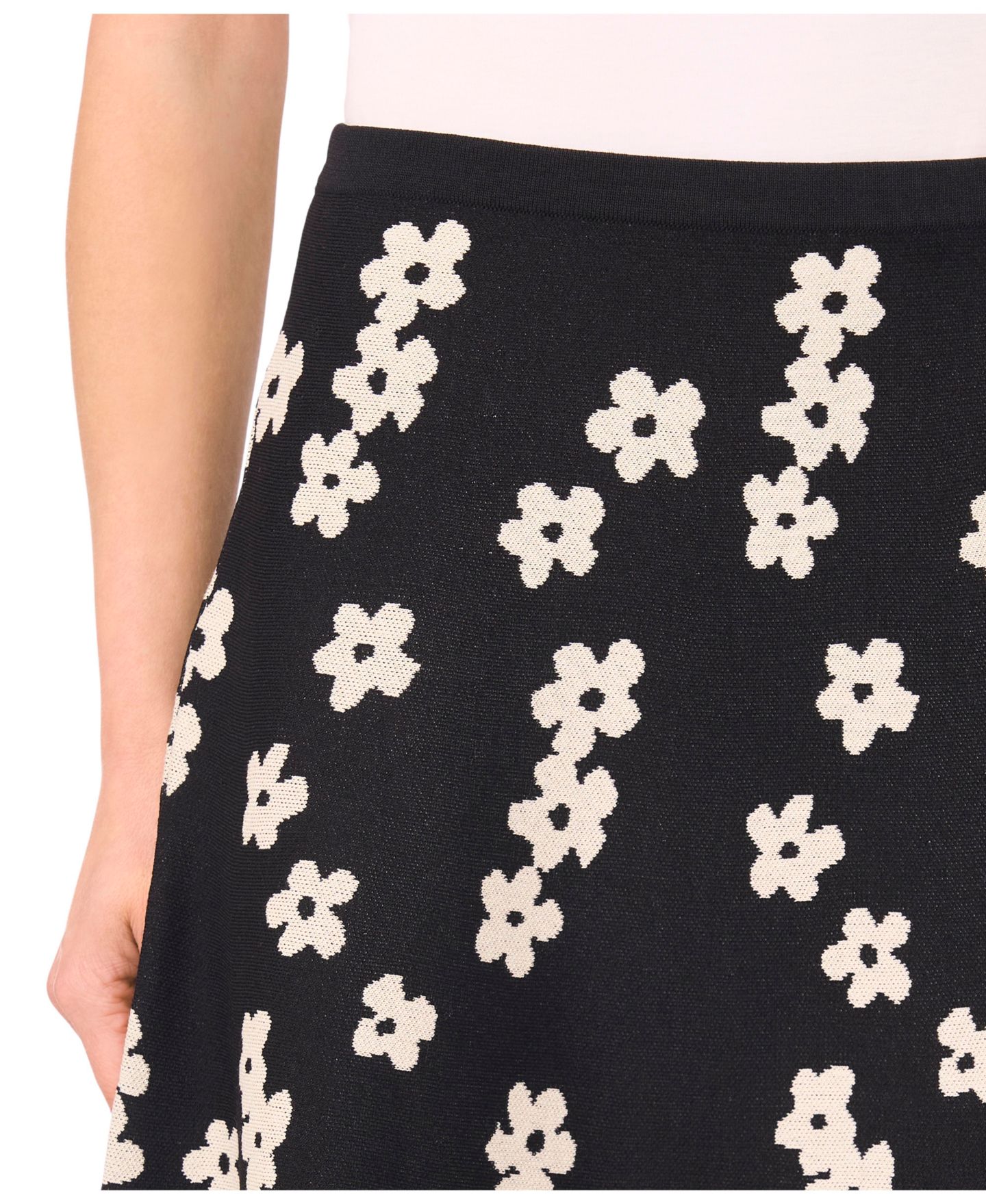 Женская юбка CeCe Floral Jacquard A-line, цвет: Насыщенный чёрный — фото 3