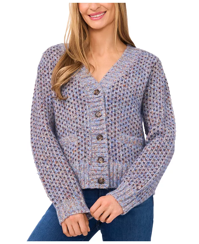 Women's Tuck Stitch Long Sleeve Cardigan Sweater