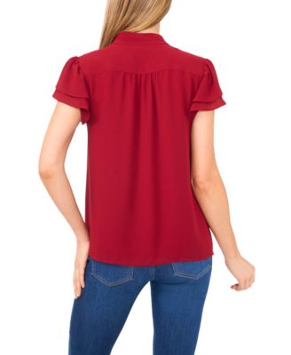 Women's Double Flutter Short Sleeves Top