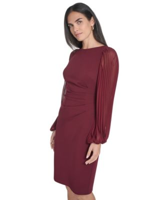 Petite Side Ruched Long Sleeve Dress