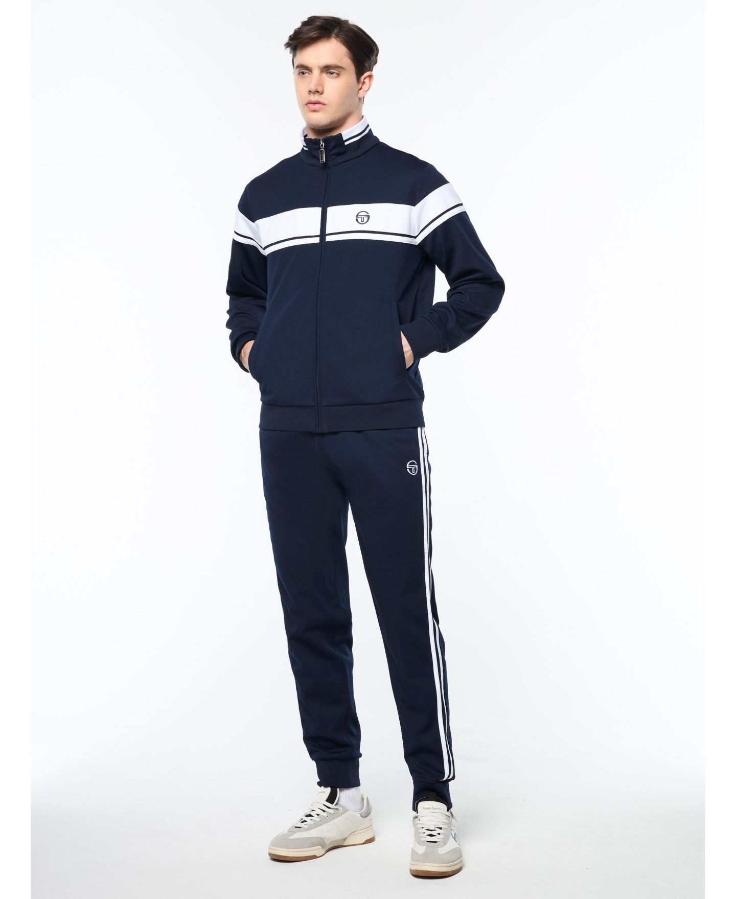 Мужская куртка Sergio Tacchini Damarindo Track Jacket Archivio, цвет: Синий / Белый — фото 4