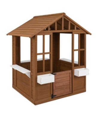 Outdoor Playhouse Wood Adventures Cottage with Serving Stations & Door