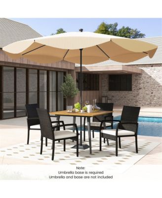 5PCS Patio PE Wicker Dining Set 42.5'' Table w/ 1.9'' Umbrella Hole Chairs