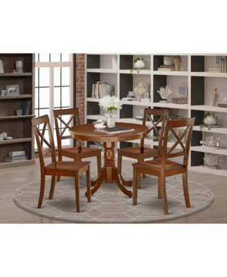 5-Piece Wooden Dining Set with Round Table and 4 Chairs, Elegant Kitchen Dinette Set