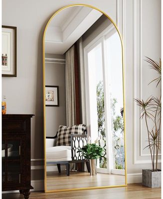 Full Length Mirror, 71"x28" Floor Mirror, Arch Floor Standing Mirror Freestanding Arch Full Body with Stand for Bedroom, Hanging Mounted for Living Room Cloakroom, Gold