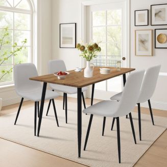 Maison Boucle 5 Piece Dining Set 47 Inch Rectangular Table Upholstered ...