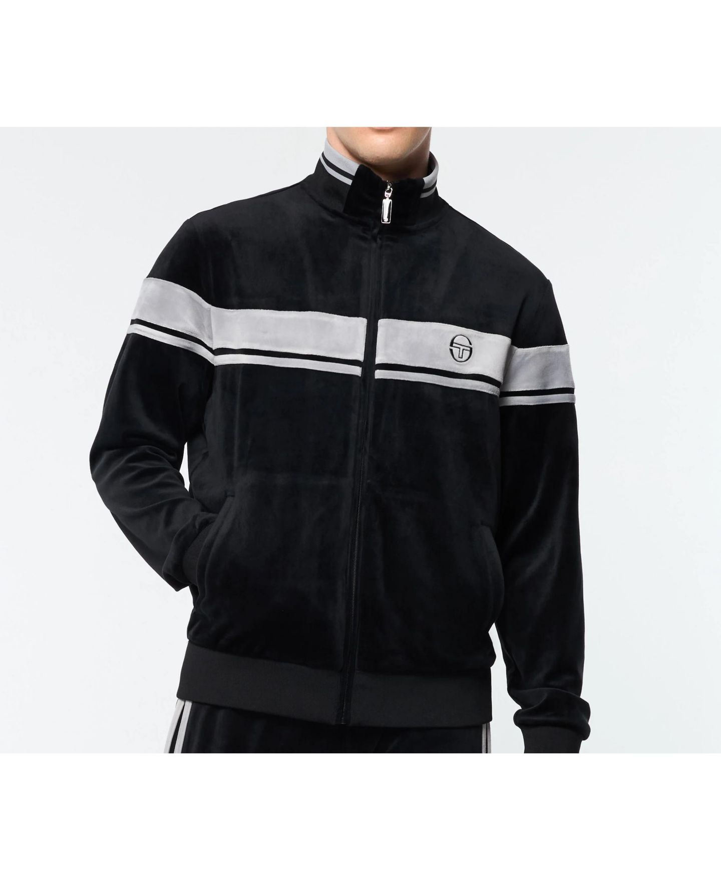 Мужская куртка Sergio Tacchini Big & Tall Damarindo Velour Track Jacket, цвет: Чёрный — фото 1