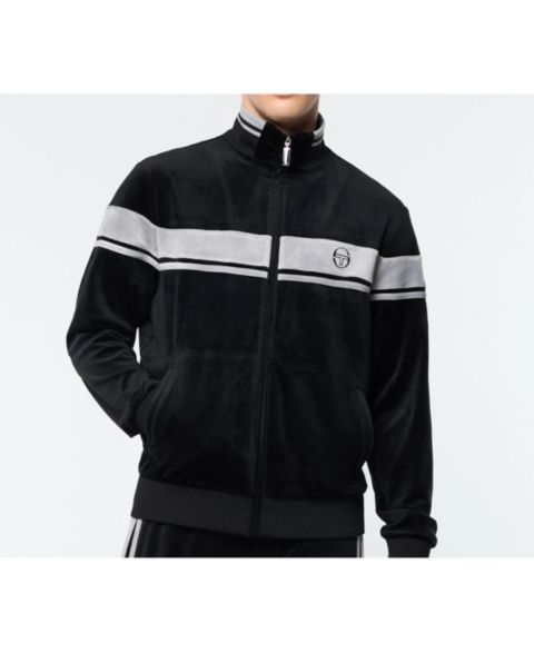Мужская куртка Sergio Tacchini Big & Tall Damarindo Velour Track Jacket, цвет: Чёрный