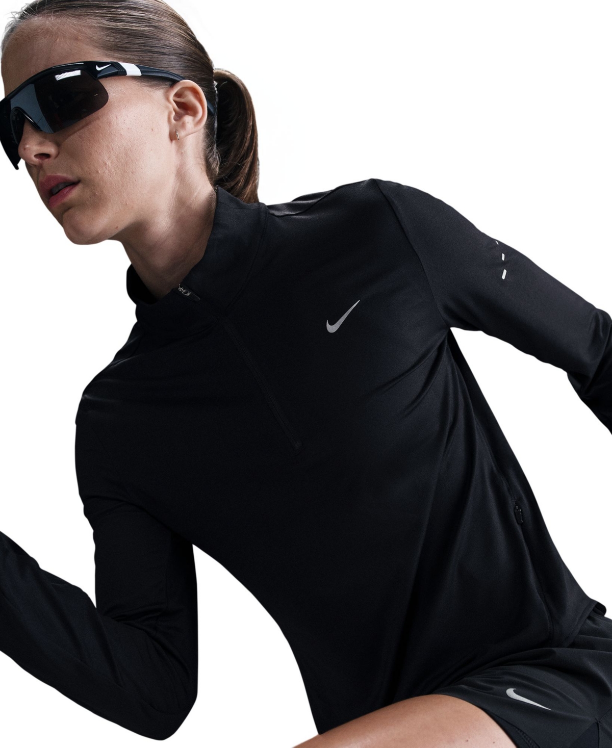 Nike Swift Dri Fit Mock Neck Half Zip Top In Blue