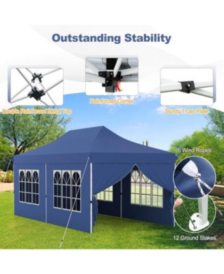 10 x 20FT Pop up Canopy Outdoor Canopy Tent with 6 Sidewalls Carrying Bag