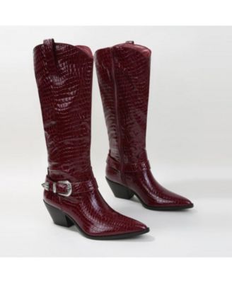 Tristen Croco-Print Western Boots