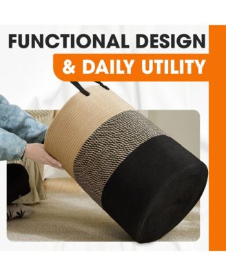 Large Laundry Hamper (15" x 19.7") - 3 Tone Black/Gray/Tan